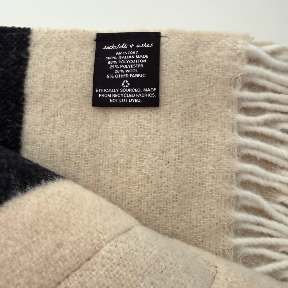 NEW Sackcloth & Ashes Everyone Is Someone Wool Blend Blanket Made in Italy - Picture 4 of 4